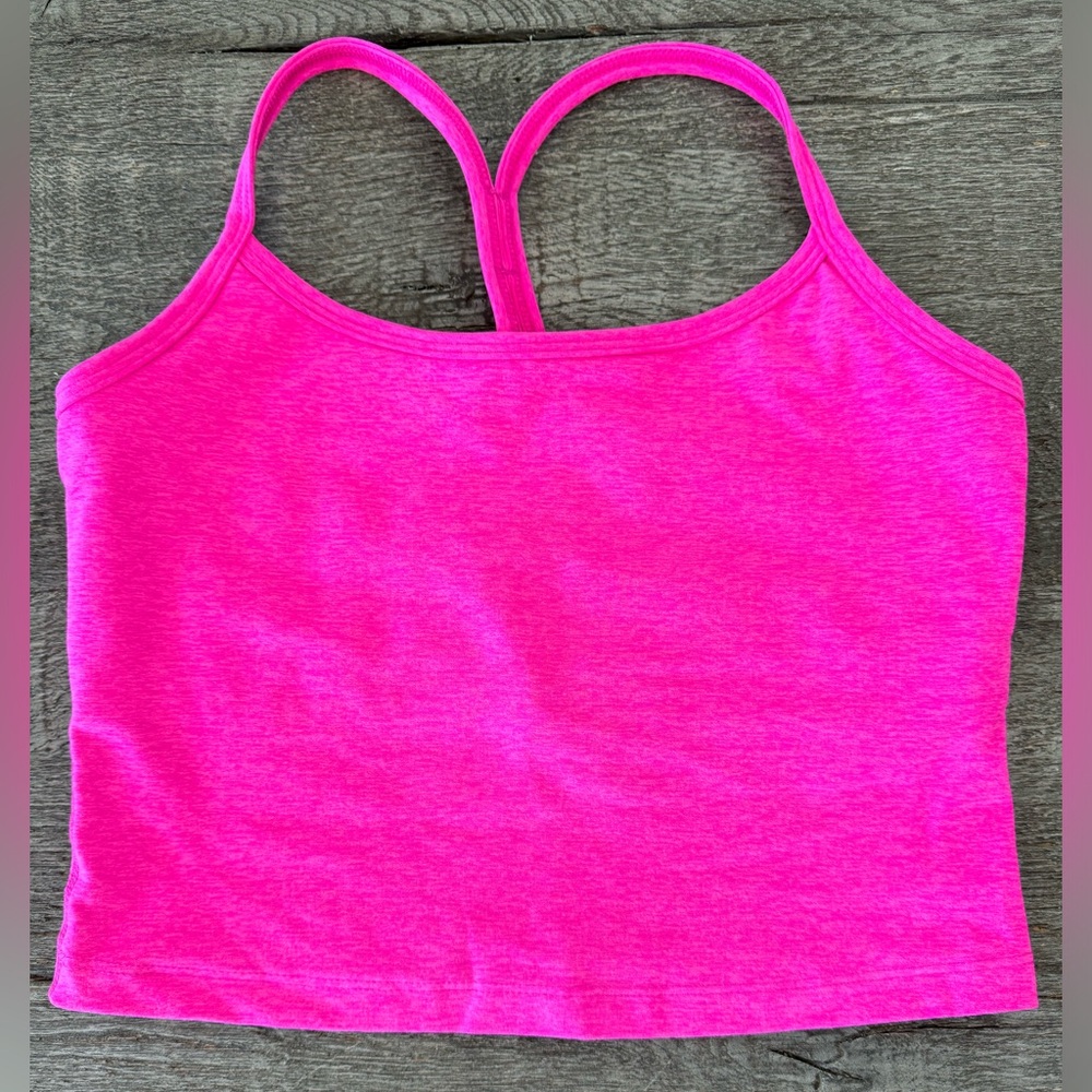 Pink Sleeveless Scoop Neck Crop Tank Top